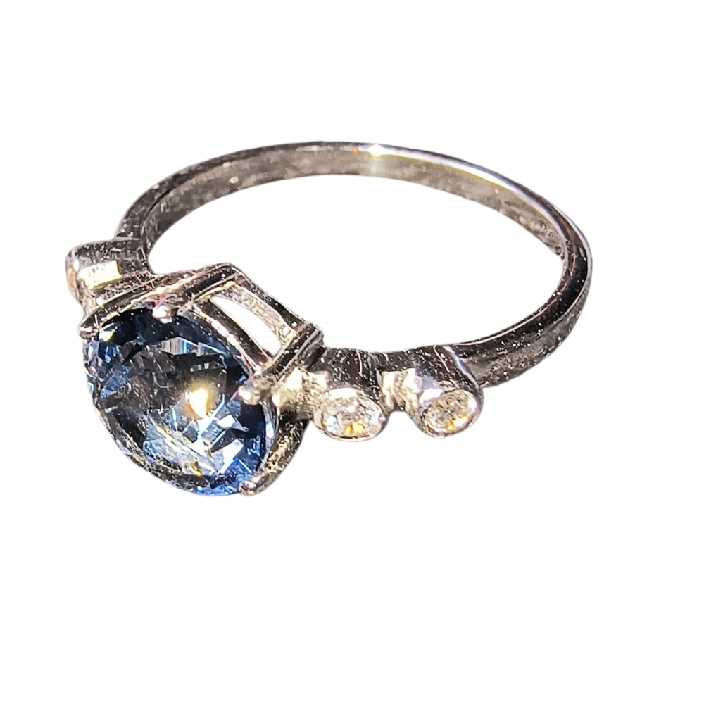 Iolite, White Zircon And Sterling Silver Sparkle Ring NWOT - Picture 2 of 11